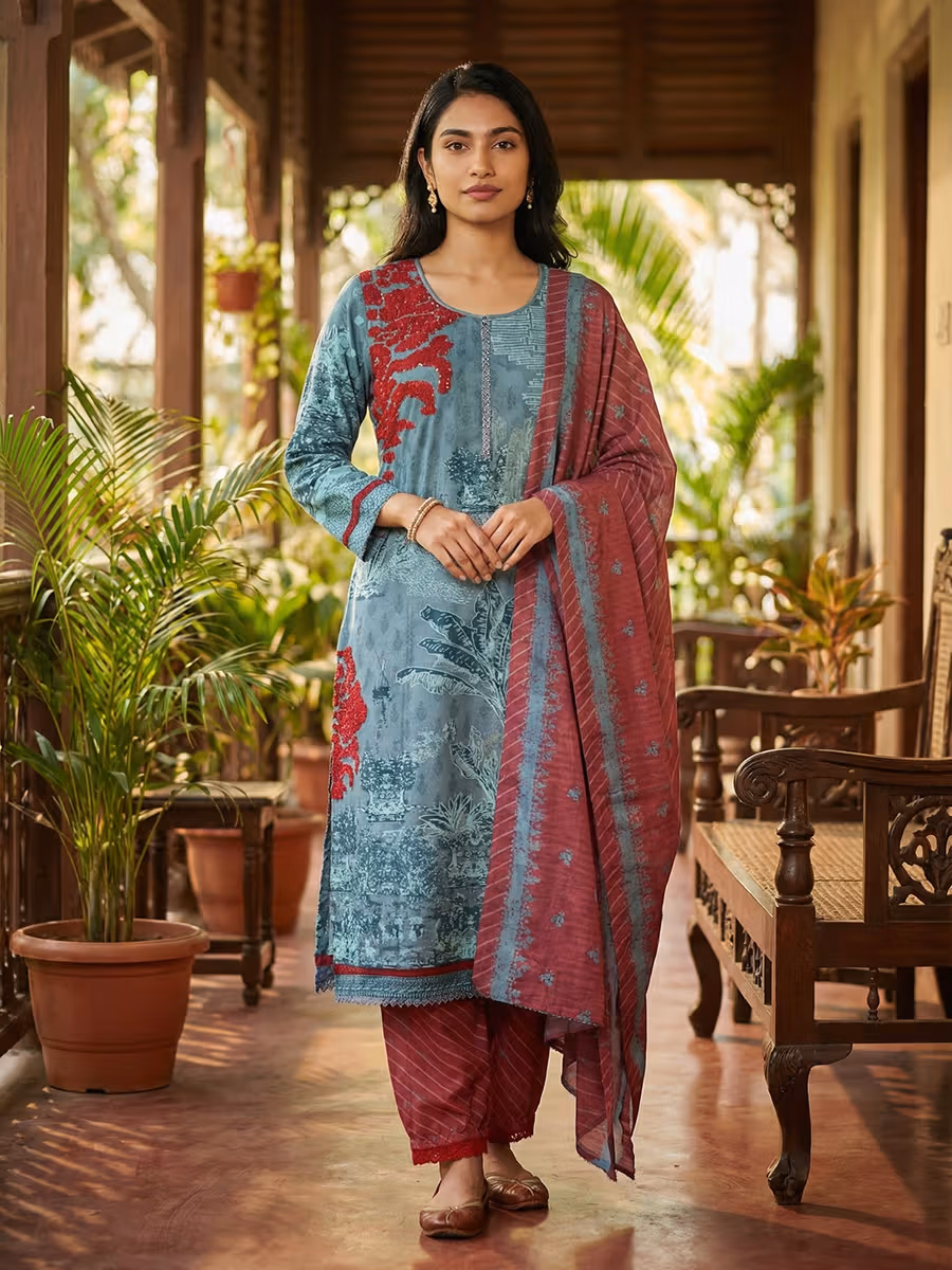 Serene in Slate, Bold in Maroon